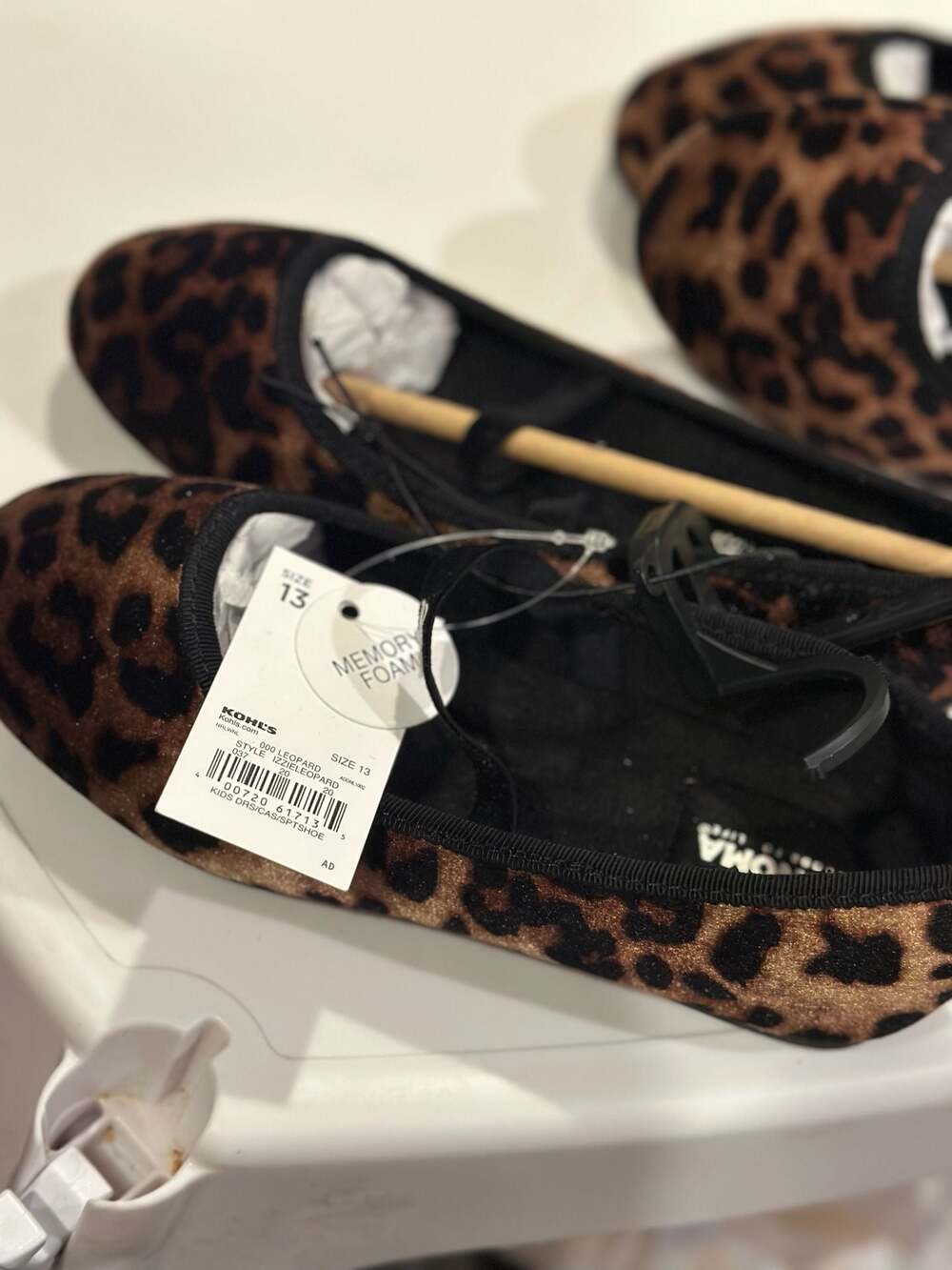 Sonoma Goods For Life Girls Izzie Leopard Ballet Flat Shoes with Memory Foam - Picture 5 of 6